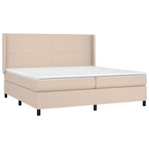 Box spring postel matrace a LED cappuccino 200x200cm umělá kůže - obrázek 4