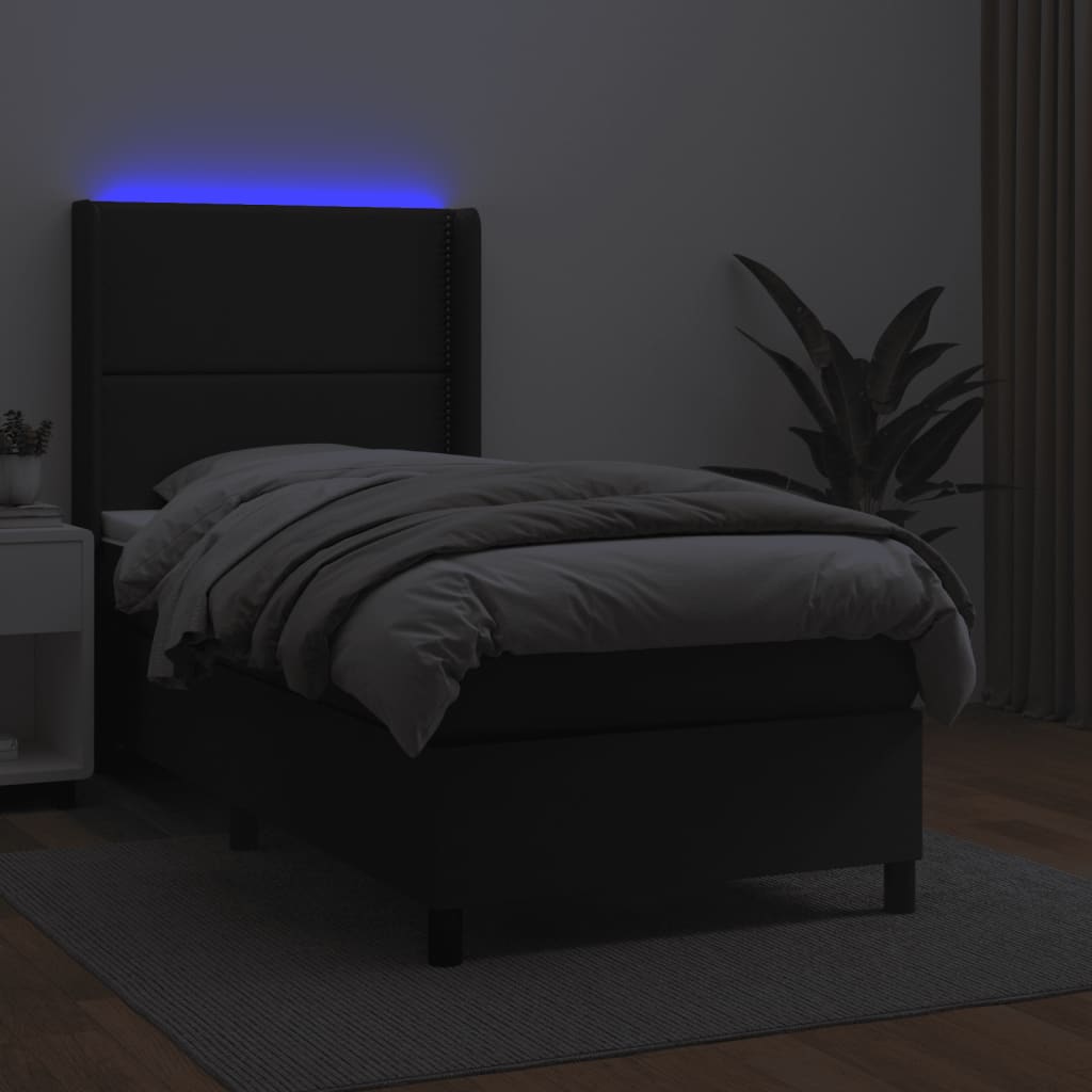 vidaXL Boxspring met matras en LED kunstleer zwart 80x200 cm afbeelding