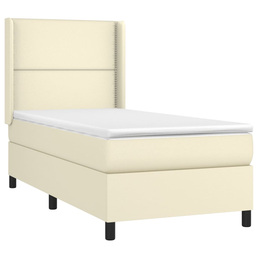 Box spring postel s matrací a LED krémová 80x200 cm umělá kůže