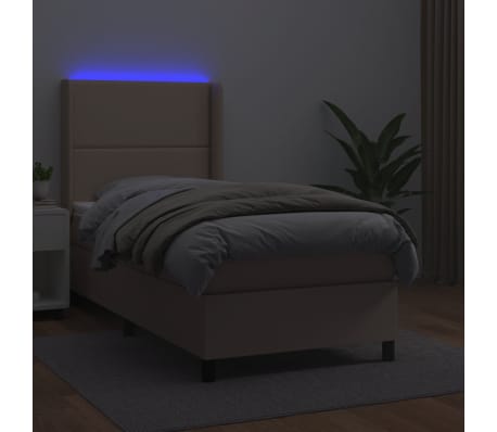 vidaXL Boxspringbett mit Matratze & LED Cappuccino-Braun 80x200cm
