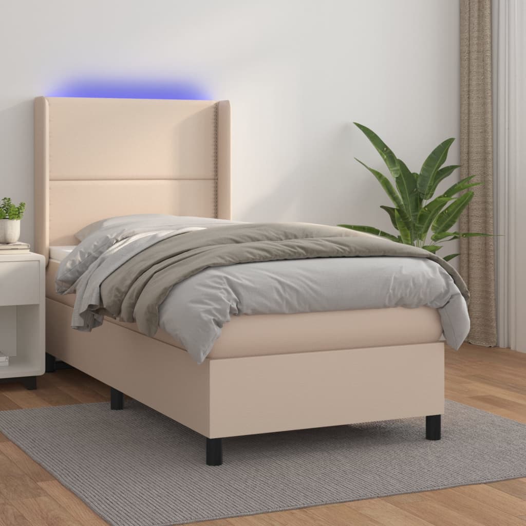 vidaXL Boxspringbett mit Matratze & LED Cappuccino-Braun 80x200cm