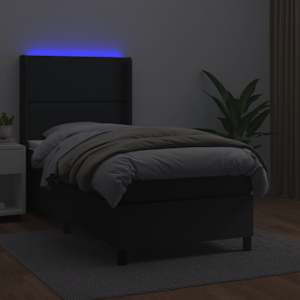 Box spring postel s matrací a LED černá 100x200 cm umělá kůže - obrázek 3