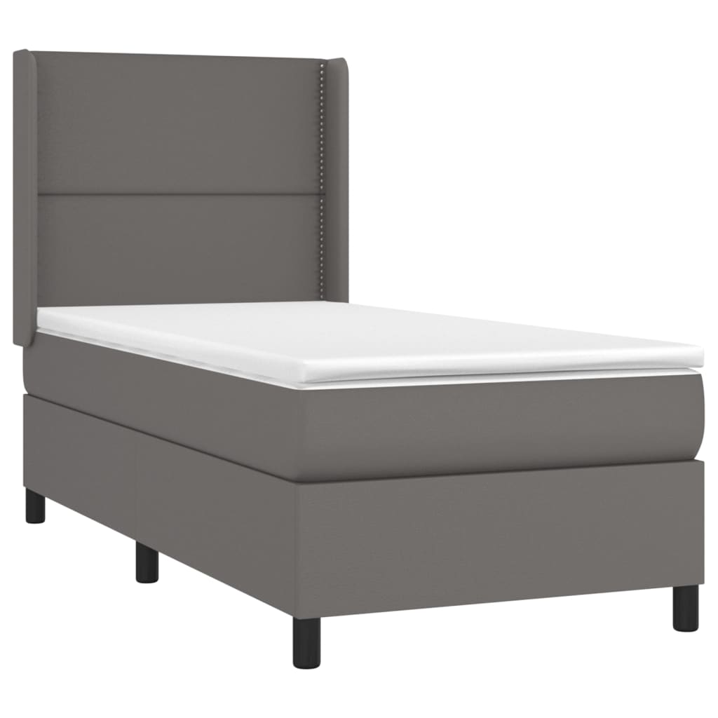 Box spring postel s matrací a LED šedá 100x200 cm umělá kůže