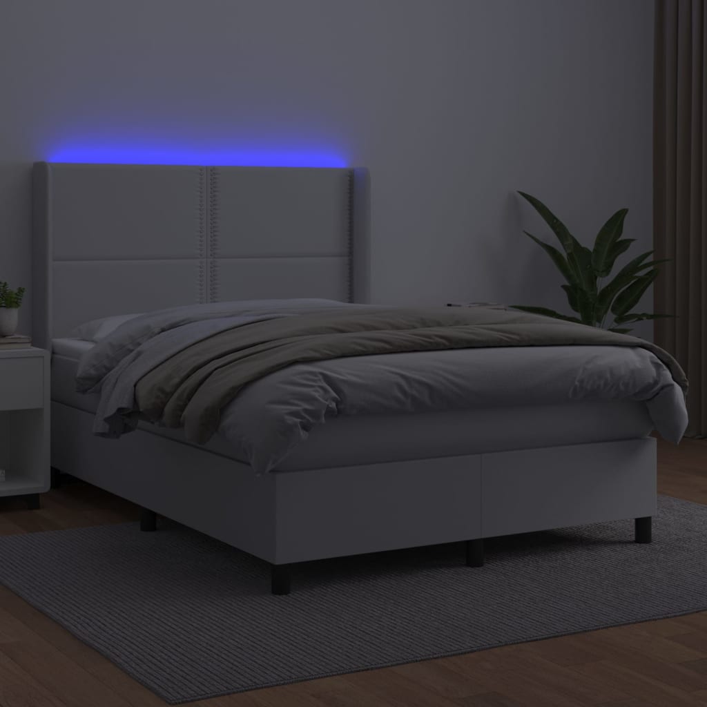 vidaXL Boxspring met matras en LED kunstleer zwart 140x190 cm afbeelding