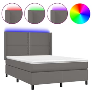 Box spring postel s matrací a LED šedá 140x190 cm umělá kůže - obrázek 2