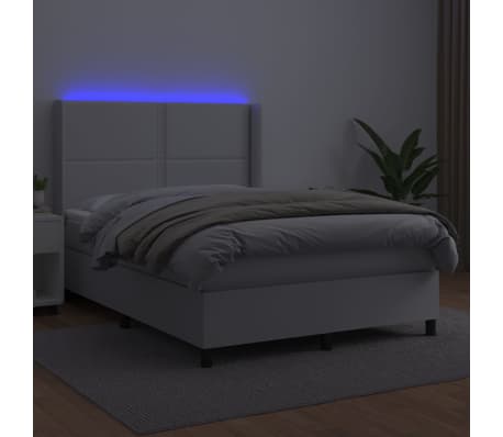 vidaXL &Kappa;&rho;&epsilon;&beta;ά&tau;&iota; Boxspring &mu;&epsilon; &Sigma;&tau;&rho;ώ&mu;&alpha; & LED &Lambda;&epsilon;&upsilon;&kappa;ό 140x200 &epsilon;&kappa;. &Sigma;&upsilon;&nu;&theta;. &Delta;έ&rho;&mu;&alpha;