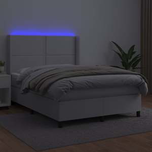 vidaXL &Kappa;&rho;&epsilon;&beta;ά&tau;&iota; Boxspring &mu;&epsilon; &Sigma;&tau;&rho;ώ&mu;&alpha; & LED &Lambda;&epsilon;&upsilon;&kappa;ό 140x200 &epsilon;&kappa;. &Sigma;&upsilon;&nu;&theta;. &Delta;έ&rho;&mu;&alpha;