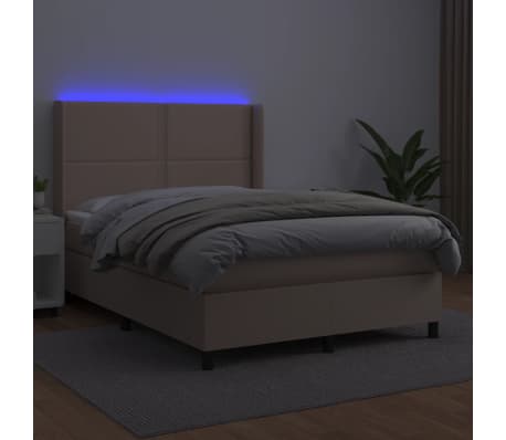 vidaXL kontinentaalvoodi madrats, LED cappuccino, 140x200cm, kunstnahk