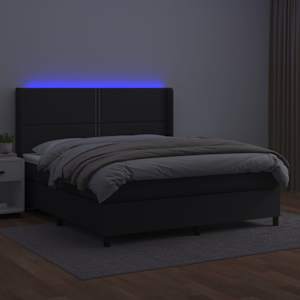vidaXL Boxspring met matras en LED kunstleer zwart 160x200 cm