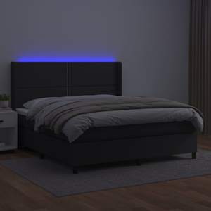 Box spring postel s matrací a LED černá 180x200 cm umělá kůže - obrázek 3