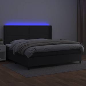 Box spring postel s matrací a LED černá 200x200 cm umělá kůže - obrázek 3