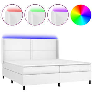 Box spring postel s matrací a LED bílá 200x200 cm umělá kůže - obrázek 2