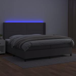 Box spring postel s matrací a LED šedá 200x200 cm umělá kůže - obrázek 3