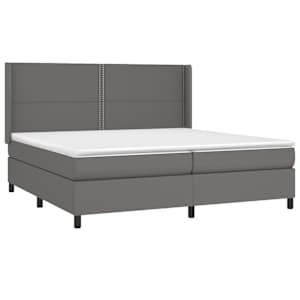 Box spring postel s matrací a LED šedá 200x200 cm umělá kůže - obrázek 4