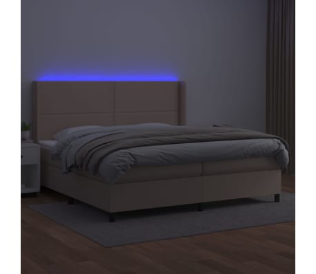 vidaXL Boxspring posteľ matrac a LED kapuč&iacute;nov&aacute; 200x200 cm umel&aacute; koža