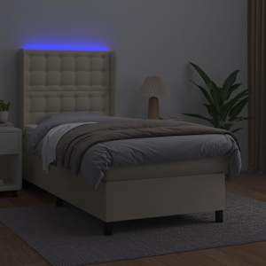 Box spring postel s matrací a LED krémová 80x200 cm umělá kůže - obrázek 3