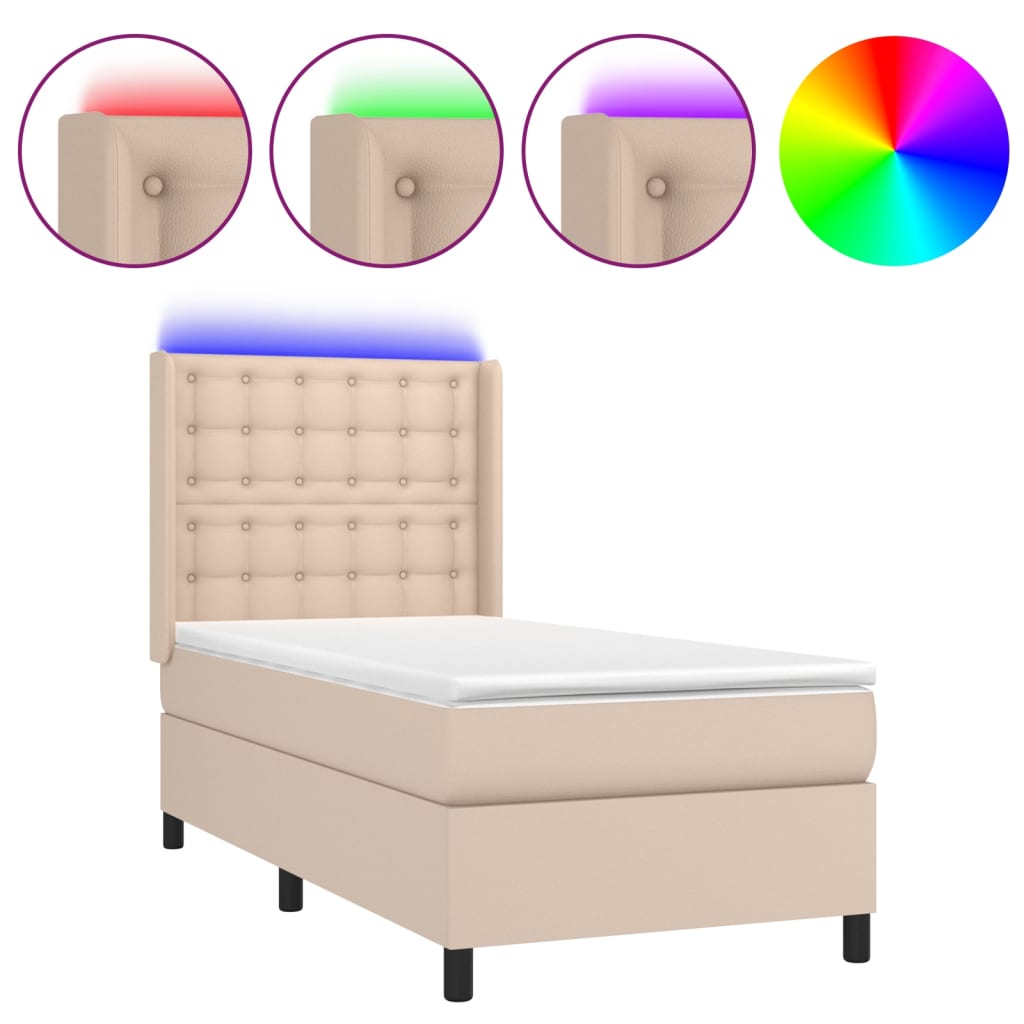 Thumbnail - vidaXL Boxspringbett mit Matratze & LED Cappuccino-Braun 80x200cm