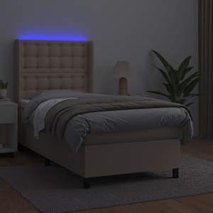 Box spring postel matrace a LED cappuccino 80x200 cm umělá kůže - obrázek 3