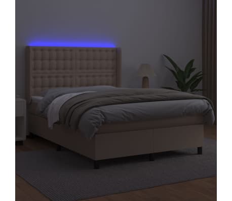 vidaXL Sommier &agrave; lattes de lit matelas LED Cappuccino 140x200 cm