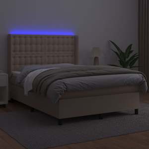 Box spring postel matrace a LED cappuccino 140x200cm umělá kůže - obrázek 3