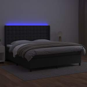 Box spring postel s matrací a LED černá 160x200 cm umělá kůže - obrázek 3