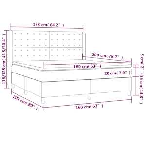 Box spring postel s matrací a LED krémová 160x200 cm umělá kůže - obrázek 8