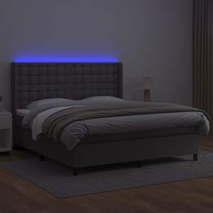 Box spring postel s matrací a LED šedá 160x200 cm umělá kůže - obrázek 3
