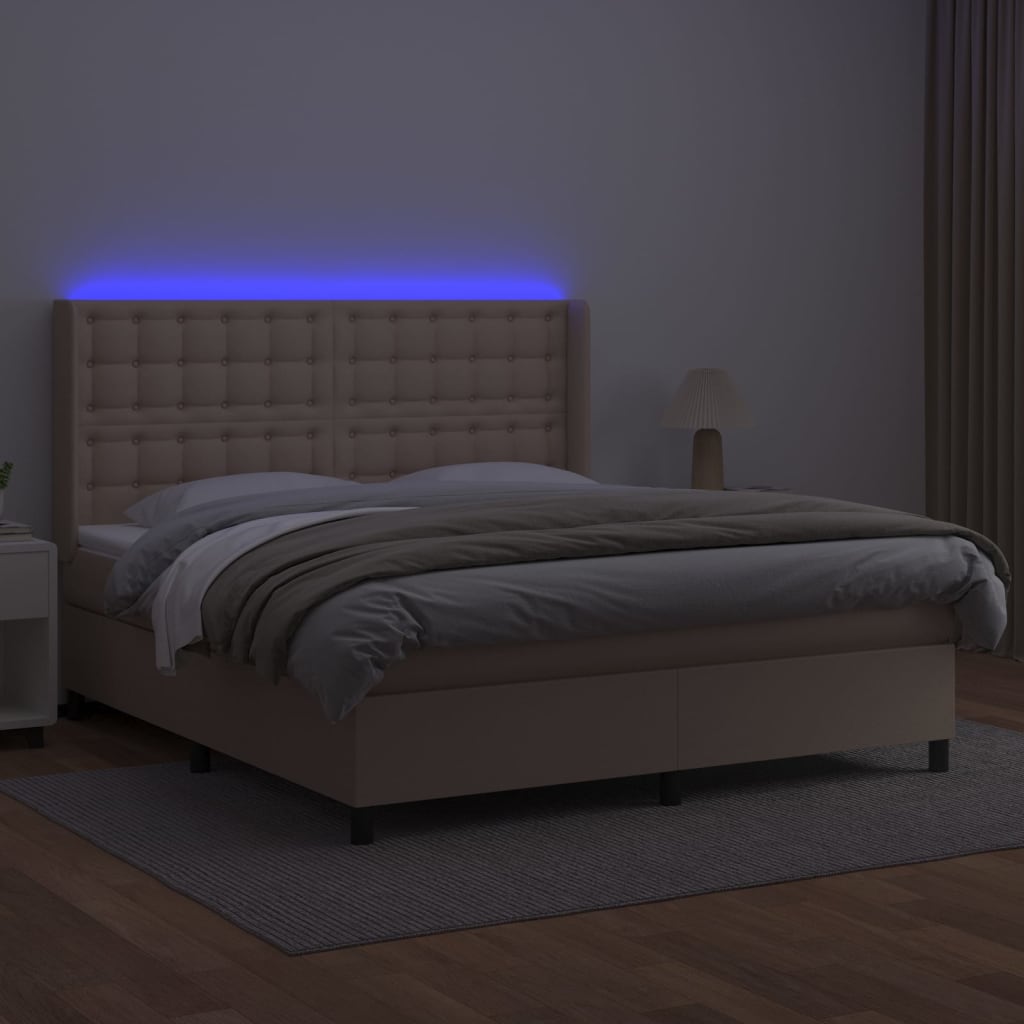 Thumbnail - vidaXL Boxspringbett mit Matratze & LED Cappuccino-Braun 160x200cm