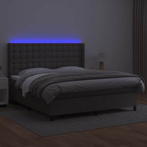 Box spring postel s matrací a LED šedá 180x200 cm umělá kůže - obrázek 3