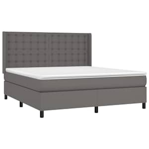 Box spring postel s matrací a LED šedá 180x200 cm umělá kůže - obrázek 4