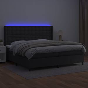 Box spring postel s matrací a LED černá 200x200 cm umělá kůže - obrázek 3