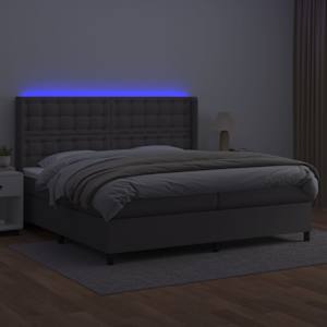 vidaXL Box spring postelja z vzmetnico LED siva 200x200cm umetno usnje