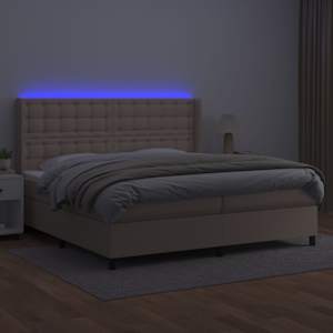 vidaXL Boxspring met matras en LED kunstleer cappuccinokleur 200x200cm