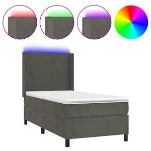 Box spring postel s matrací a LED tmavě šedá 80 x 200 cm samet - obrázek 2