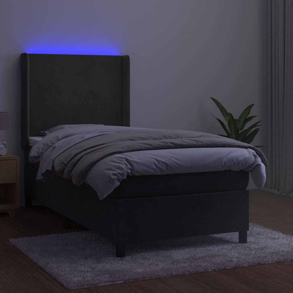 vidaXL Boxspring met matras en LED fluweel donkergrijs 80x200 cm afbeelding