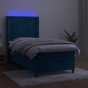 Box spring postel s matrací a LED tmavě modrá 80 x 200 cm samet - obrázek 4
