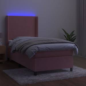Box spring postel s matrací a LED růžová 90x190 cm samet - obrázek 3