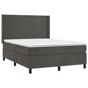 Box spring postel s matrací a LED tmavě šedá 140x190 cm samet - obrázek 4