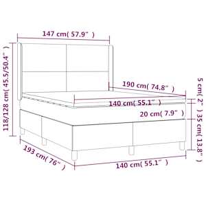 Box spring postel s matrací a LED černá 140x190 cm samet - obrázek 8