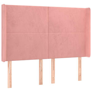 Box spring postelja z vzmetnico LED roza 140x190 cm žamet - slika 7