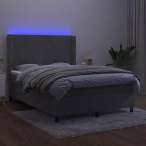 Box spring postelja z vzmetnico LED svetlo siva 140x200cm žamet - slika 3