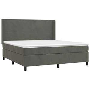 Box spring postel s matrací a LED tmavě šedá 160x200 cm samet - obrázek 4