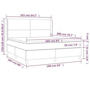 Box spring postel s matrací a LED černá 160x200 cm samet - obrázek 8
