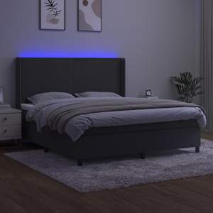 Box spring postel s matrací a LED tmavě šedá 180x200 cm samet - obrázek 3