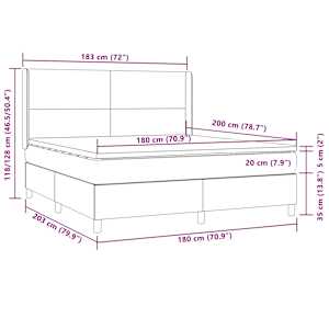 Box spring postel s matrací a LED tmavě zelená 180x200 cm samet - obrázek 9