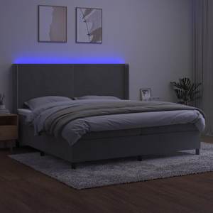 Box spring postelja z vzmetnico LED svetlo siva 200x200cm žamet - slika 3