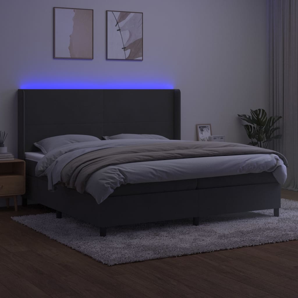 vidaXL Boxspring met matras en LED fluweel donkergrijs 200x200 cm afbeelding