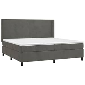 Box spring postelja z vzmetnico LED temno siva 200x200 cm žamet - slika 4