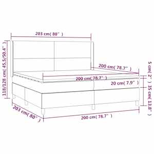 Box spring postel s matrací a LED černá 200x200 cm samet - obrázek 8