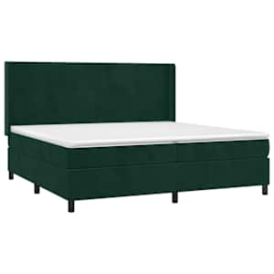 Box spring postel s matrací a LED tmavě zelená 200x200 cm samet - obrázek 4